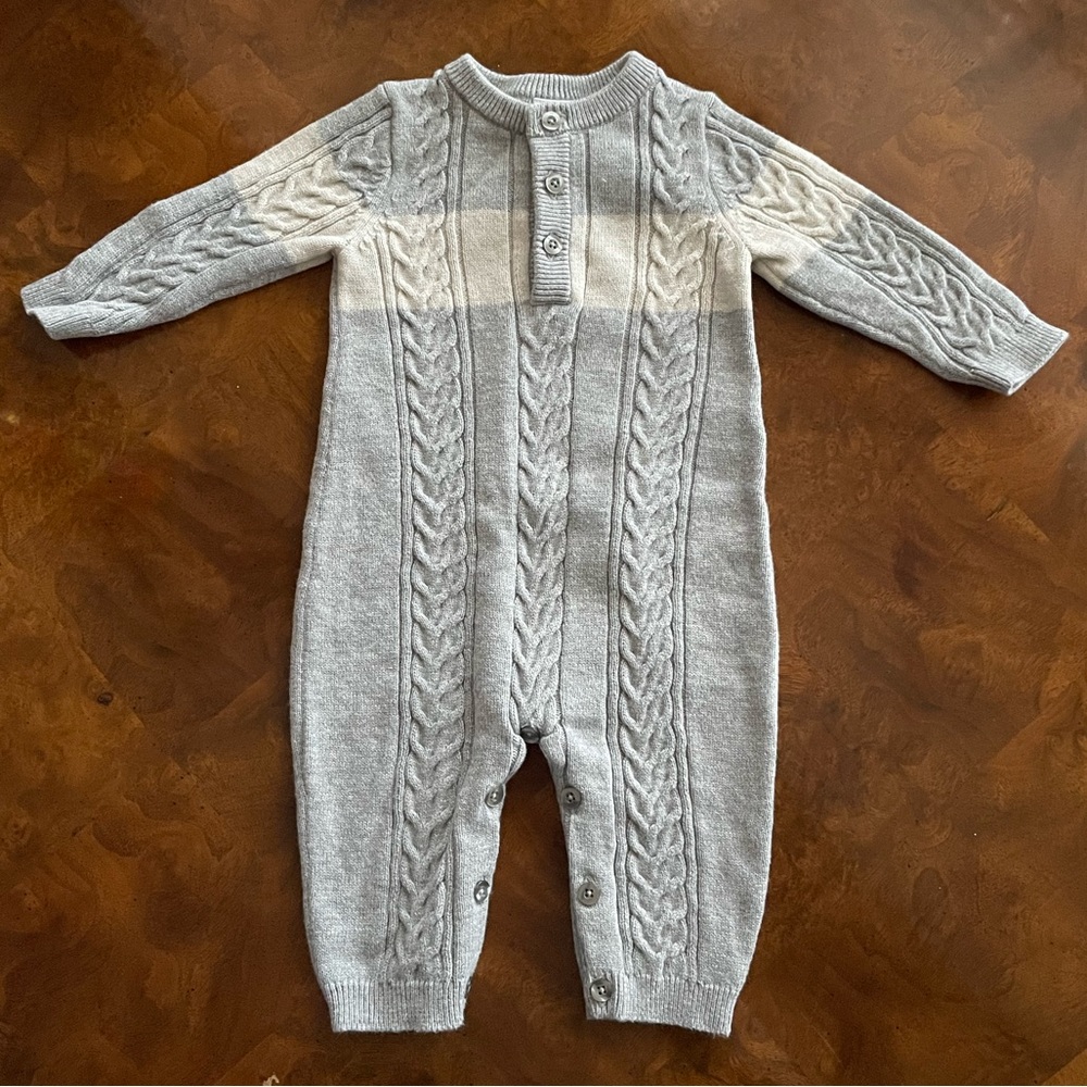 Edgehill Collection Baby Boy Cable Knit Sweater Coverall Size 3m